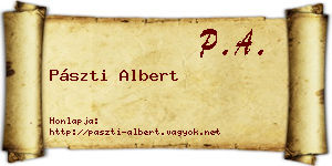 Pászti Albert névjegykártya