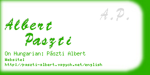 albert paszti business card