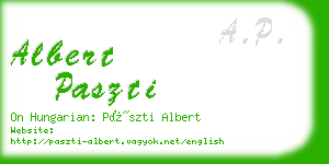 albert paszti business card